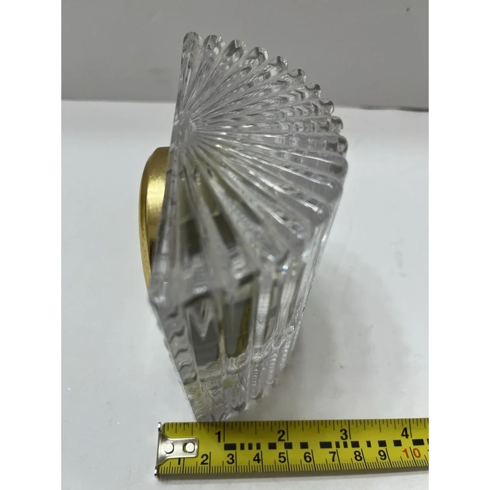 Vintage Mikasa Illusions Lead Crystal Desk Clock Square Diamond Pattern 4.25x4